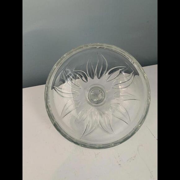 Embossed Tulip Candy Biscuit Dish w/ Lid 8” Tall Leaves Glass Flowers Floral - Picture 8 of 15